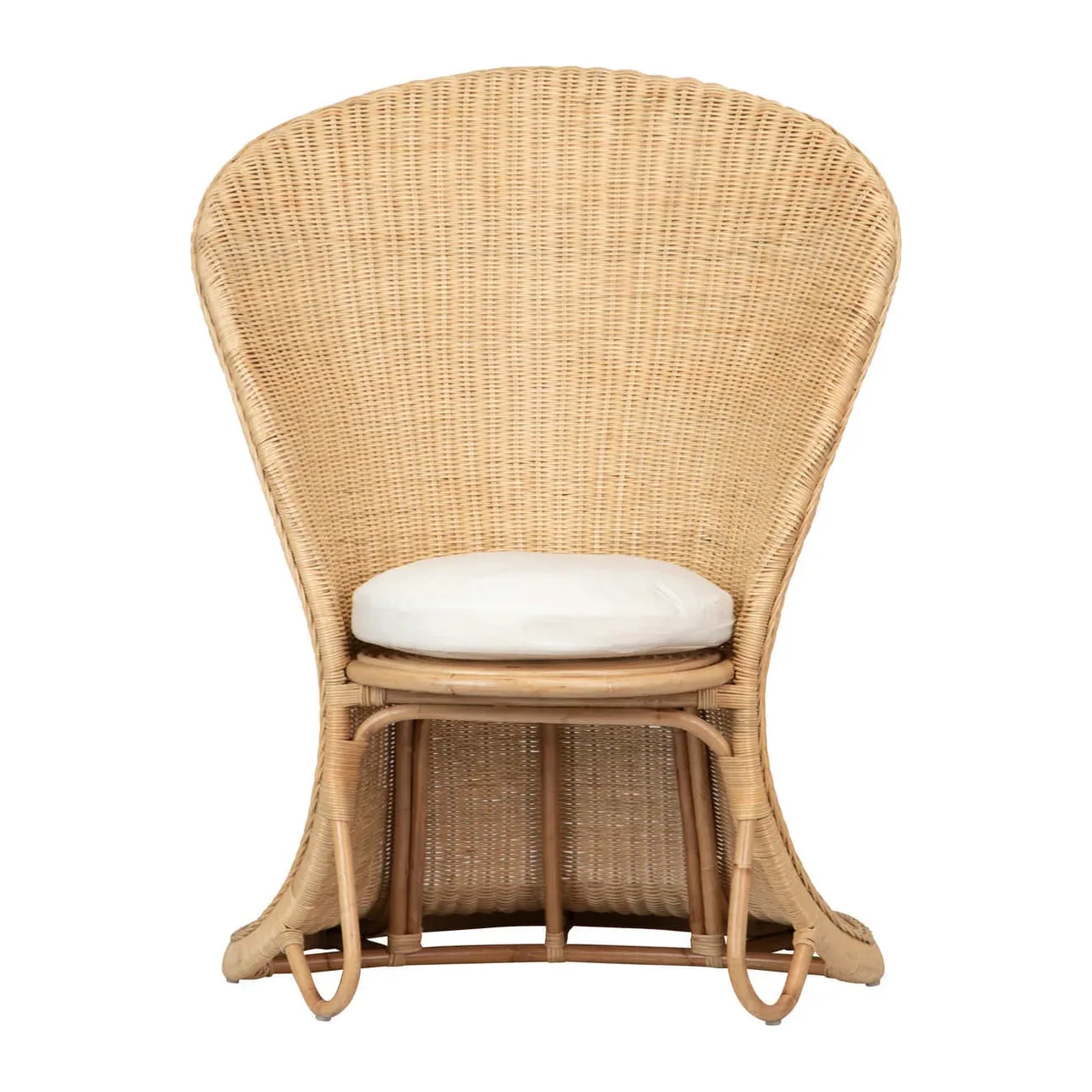 Fauteuil rotin haut dossier en coque tulipe Ethan Chloé 140 cm