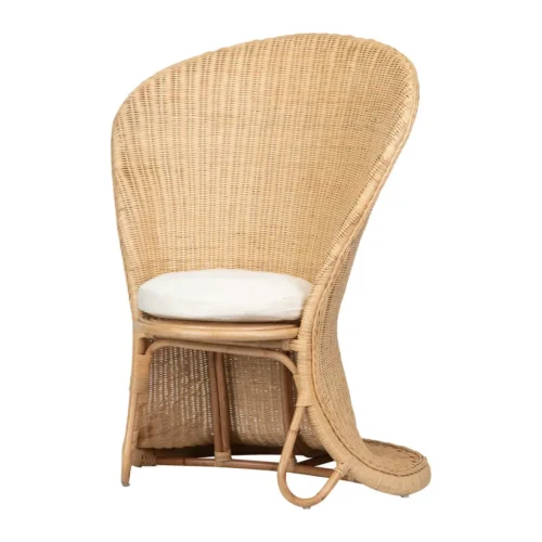 Fauteuil rotin haut dossier en coque tulipe Ethan Chloé 140 cm — vue 2