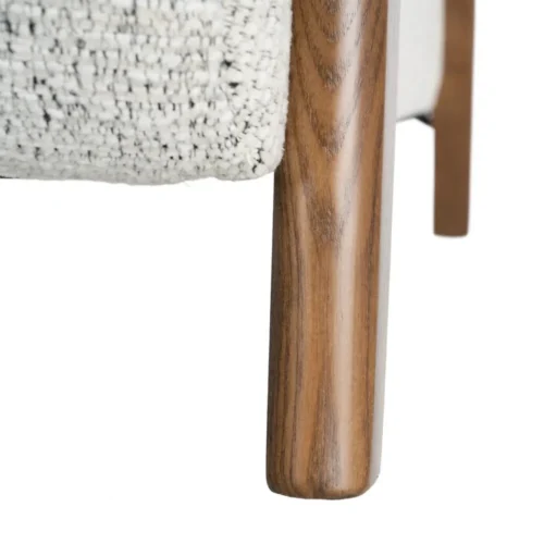 Fauteuil tissu chiné beige bois de frêne Ixia 70 cm — vue 10