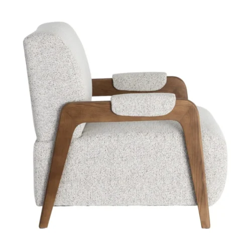 Fauteuil tissu chiné beige bois de frêne Ixia 70 cm — vue 4