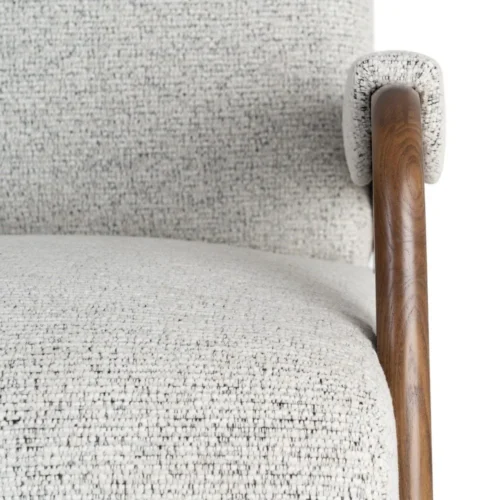 Fauteuil tissu chiné beige bois de frêne Ixia 70 cm — vue 5