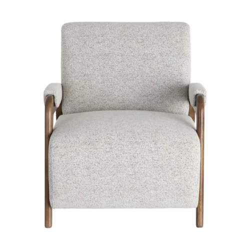 Fauteuil tissu chiné beige bois de frêne Ixia 70 cm — vue 6