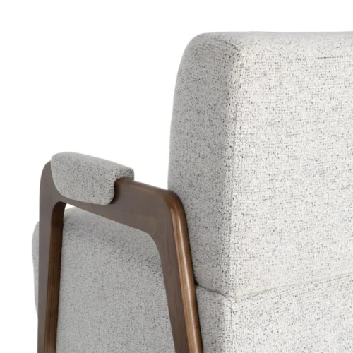 Fauteuil tissu chiné beige bois de frêne Ixia 70 cm — vue 9