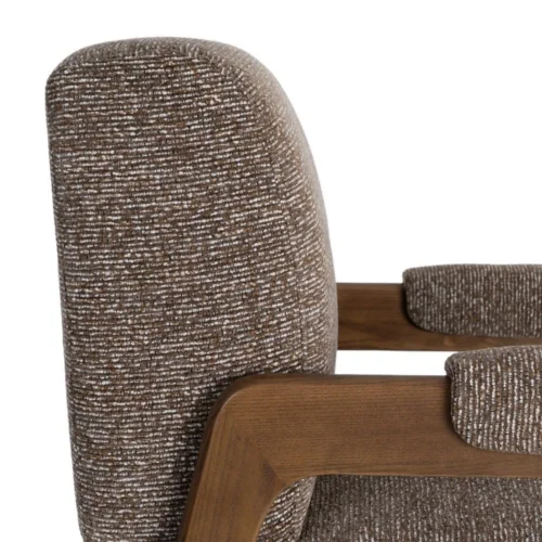 Fauteuil tissu chiné marron bois de frêne Ixia 70 cm — vue 2
