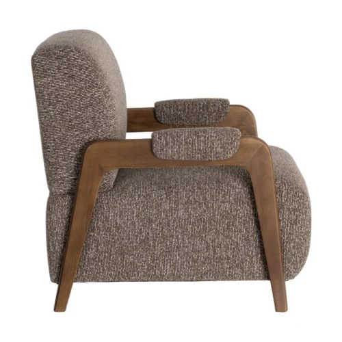 Fauteuil tissu chiné marron bois de frêne Ixia 70 cm — vue 4