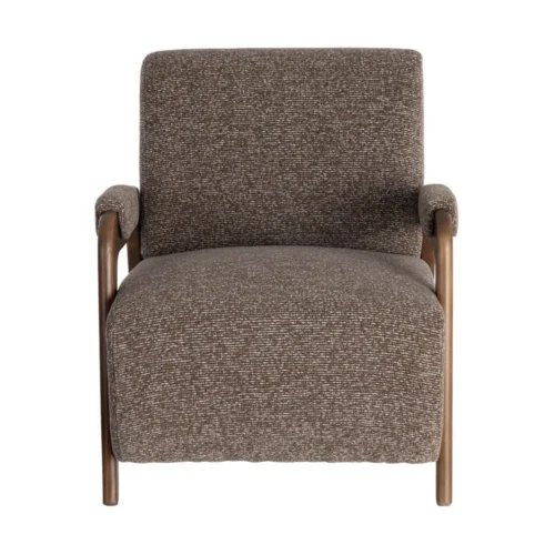Fauteuil tissu chiné marron bois de frêne Ixia 70 cm — vue 6