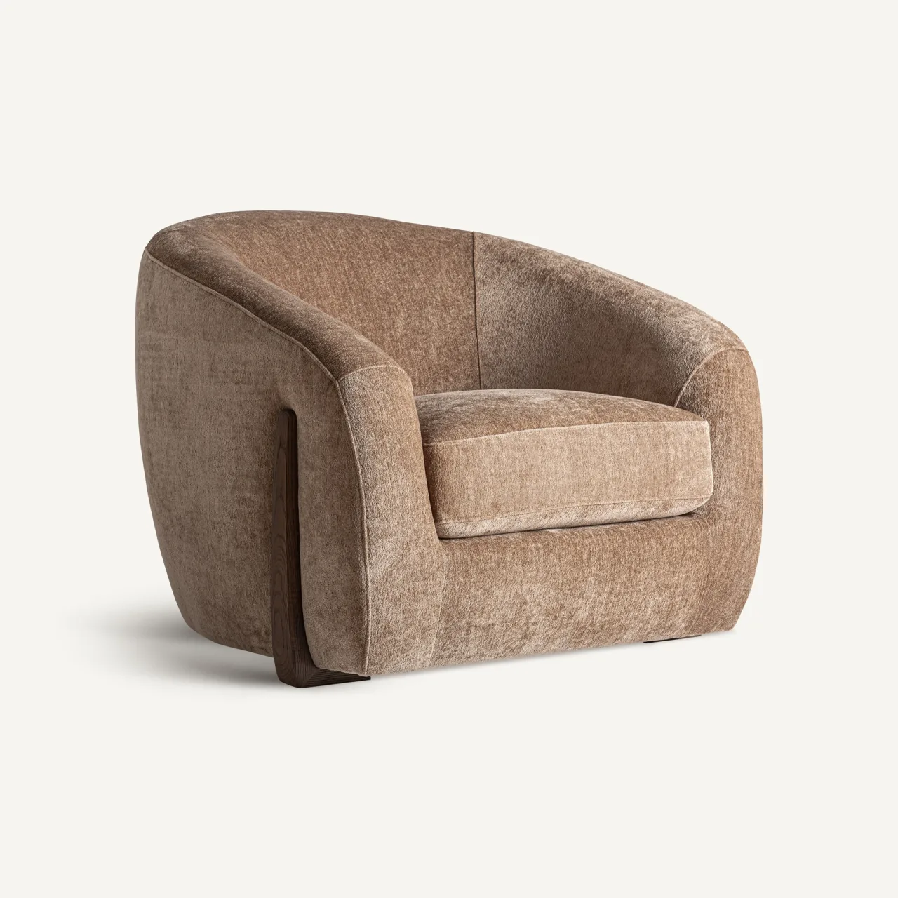 Fauteuil tissu marron et chêne noyer Vical Home