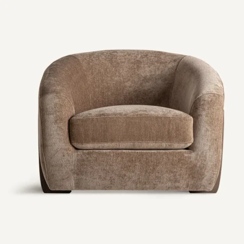 Fauteuil tissu marron et chêne noyer Vical Home — vue 2