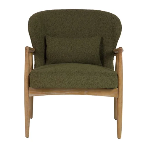 Fauteuils Ethan Chloé Fauteuil vert olive et bois de frêne à haut dossier Ethan Chloé 71 cm