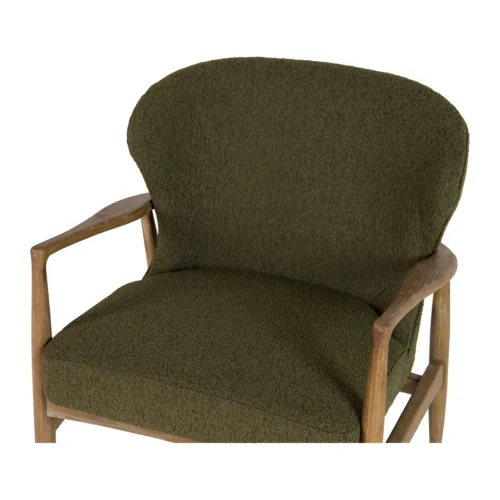 Fauteuil vert olive et bois de frêne à haut dossier Ethan Chloé 71 cm — vue 10