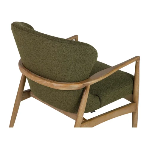 Fauteuil vert olive et bois de frêne à haut dossier Ethan Chloé 71 cm — vue 11