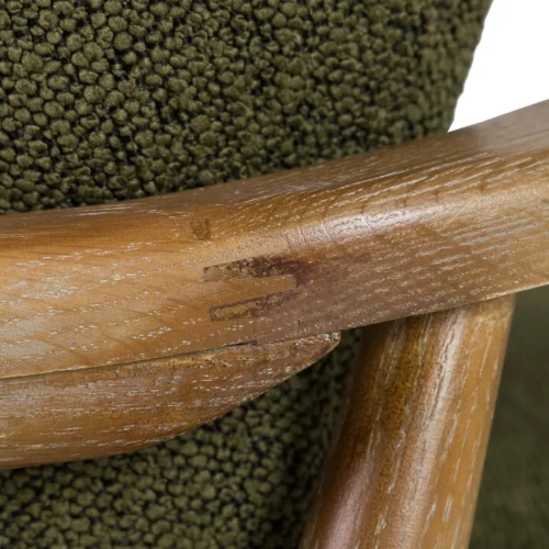 Fauteuil vert olive et bois de frêne à haut dossier Ethan Chloé 71 cm — vue 13