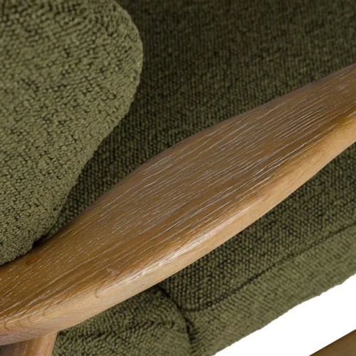 Fauteuil vert olive et bois de frêne à haut dossier Ethan Chloé 71 cm — vue 16