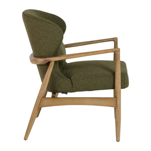 Fauteuil vert olive et bois de frêne à haut dossier Ethan Chloé 71 cm — vue 6