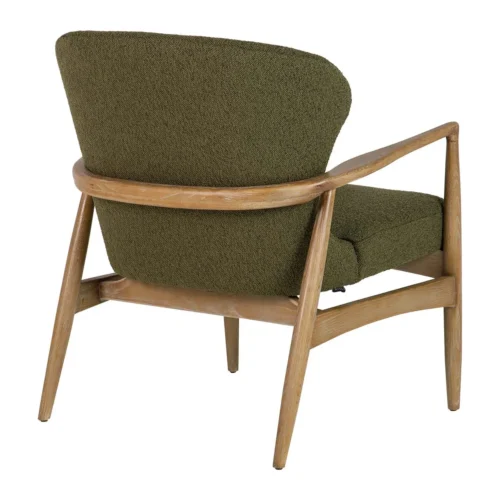 Fauteuil vert olive et bois de frêne à haut dossier Ethan Chloé 71 cm — vue 7
