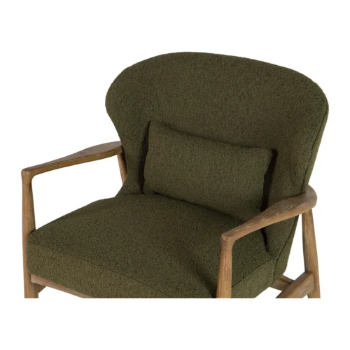 Fauteuil vert olive et bois de frêne à haut dossier Ethan Chloé 71 cm — vue 9