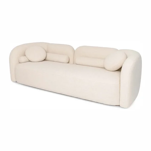 Grand canapé droit chenille écru Omaha dossier bas Ethan Chloé 240 cm — vue 3