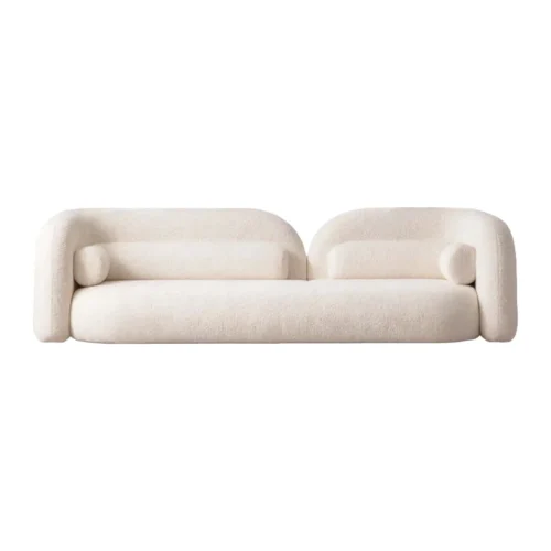 Grand canapé droit chenille écru Omaha dossier bas Ethan Chloé 240 cm — vue 6