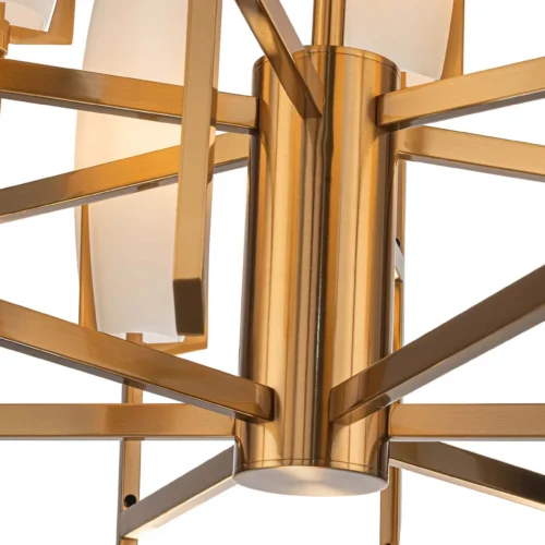 Grand lustre à branches dorées et tulipes de verre opalin Ethan Chloé 92 cm — vue 4