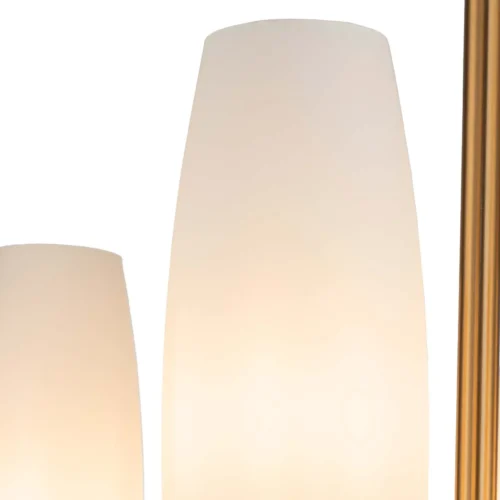 Grand lustre à branches dorées et tulipes de verre opalin Ethan Chloé 92 cm — vue 6