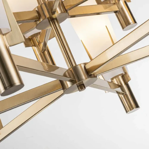 Grand lustre douze bras dorés cornets de verre dépoli Ethan Chloé 90 cm — vue 4