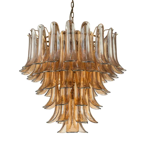 Grand lustre pétales de verre ambré en cascade sept lumières Ethan Chloé 75 cm — vue 2