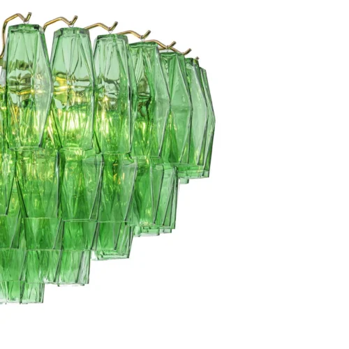 Grand lustre prismes vert émeraude en verre neuf lumières Ethan Chloé 90 cm — vue 3