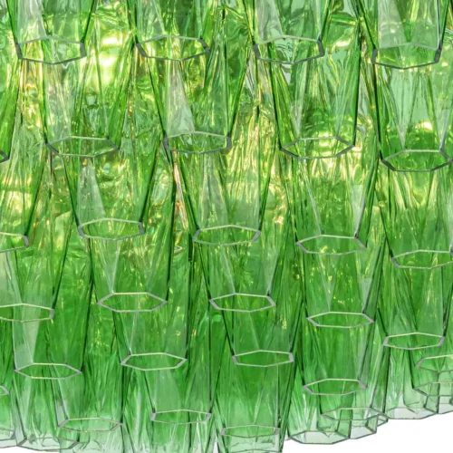 Grand lustre prismes vert émeraude en verre neuf lumières Ethan Chloé 90 cm — vue 4