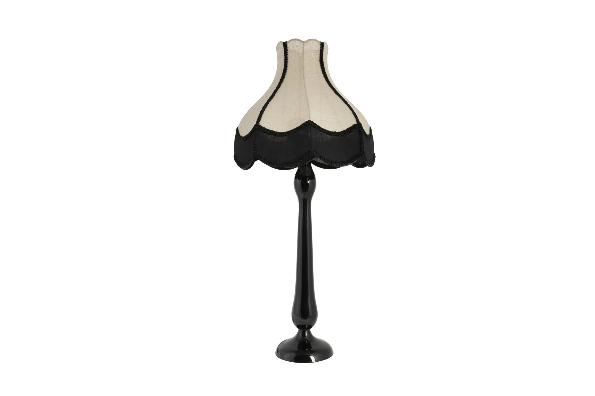Grande lampe à franges noires et lin écru pied fuselé Ethan Chloé 85 cm