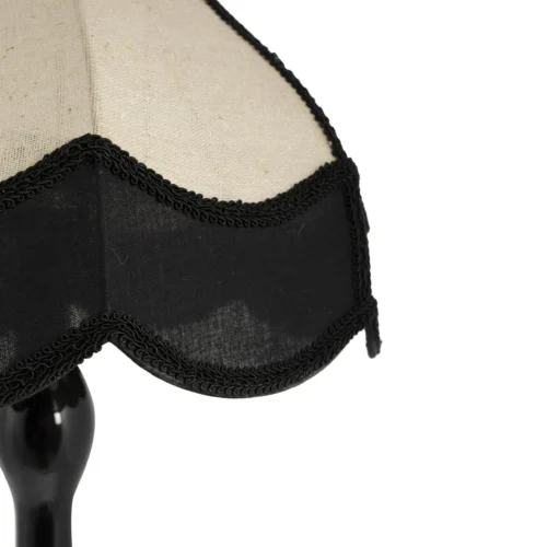 Grande lampe à franges noires et lin écru pied fuselé Ethan Chloé 85 cm — vue 4
