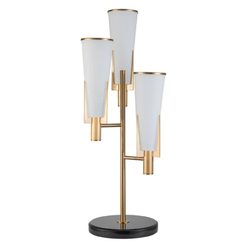 Lampes à poser Ethan Chloé Grande lampe à poser trois tulipes de verre branches dorées Ethan Chloé 108 cm