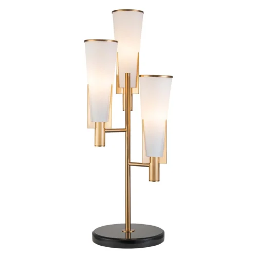 Grande lampe à poser trois tulipes de verre branches dorées Ethan Chloé 108 cm — vue 2