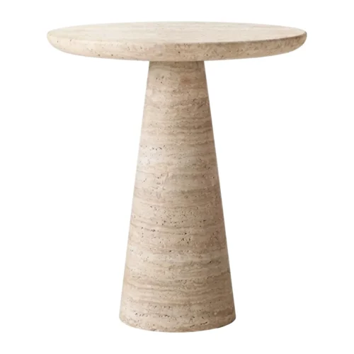 Ethan Chloé Guéridon haut aspect pierre beige pied conique Ethan Chloé 57 cm