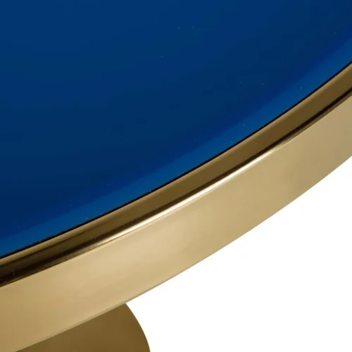 Table bistrot miroir bleu ronde pied colonne doré Ethan Chloé 80 cm — vue 6