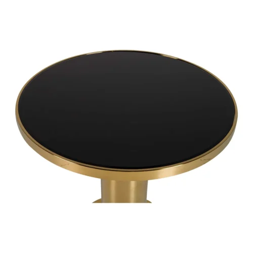 Table bistrot miroir noir ronde pied colonne doré Ethan Chloé 80 cm — vue 3