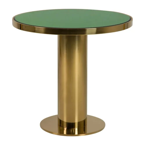 Bouts de canapé Ethan Chloé Guéridon haut plateau vert en miroir pied colonne doré Ethan Chloé 80 cm