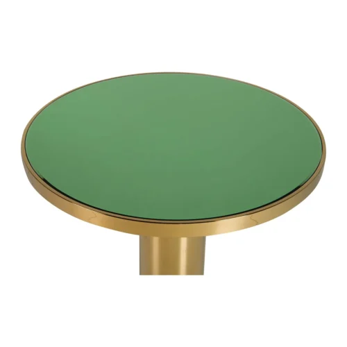Table bistrot miroir vert ronde pied colonne doré Ethan Chloé 80 cm — vue 3