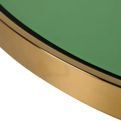 Table bistrot miroir vert ronde pied colonne doré Ethan Chloé 80 cm — vue 5