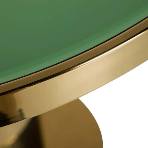 Table bistrot miroir vert ronde pied colonne doré Ethan Chloé 80 cm — vue 7