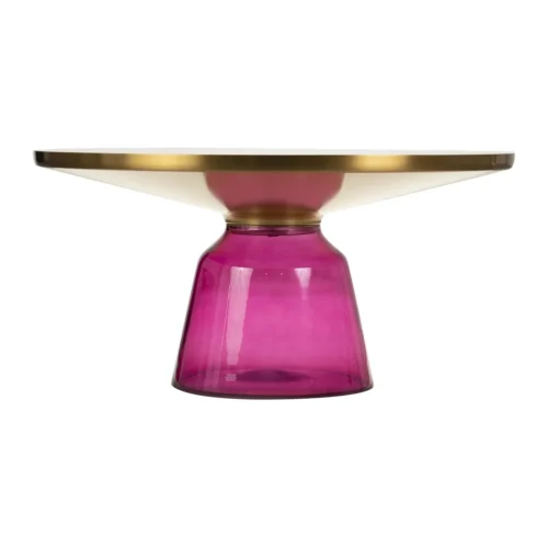 Table basse verre soufflé rose ronde plateau noir cerclé doré Ethan Chloé 75 cm — vue 5