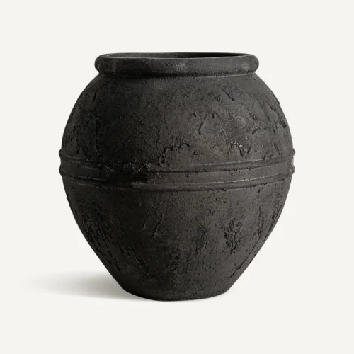 Vase et cache pot Jarre Kelyene céramique noire Vical Home