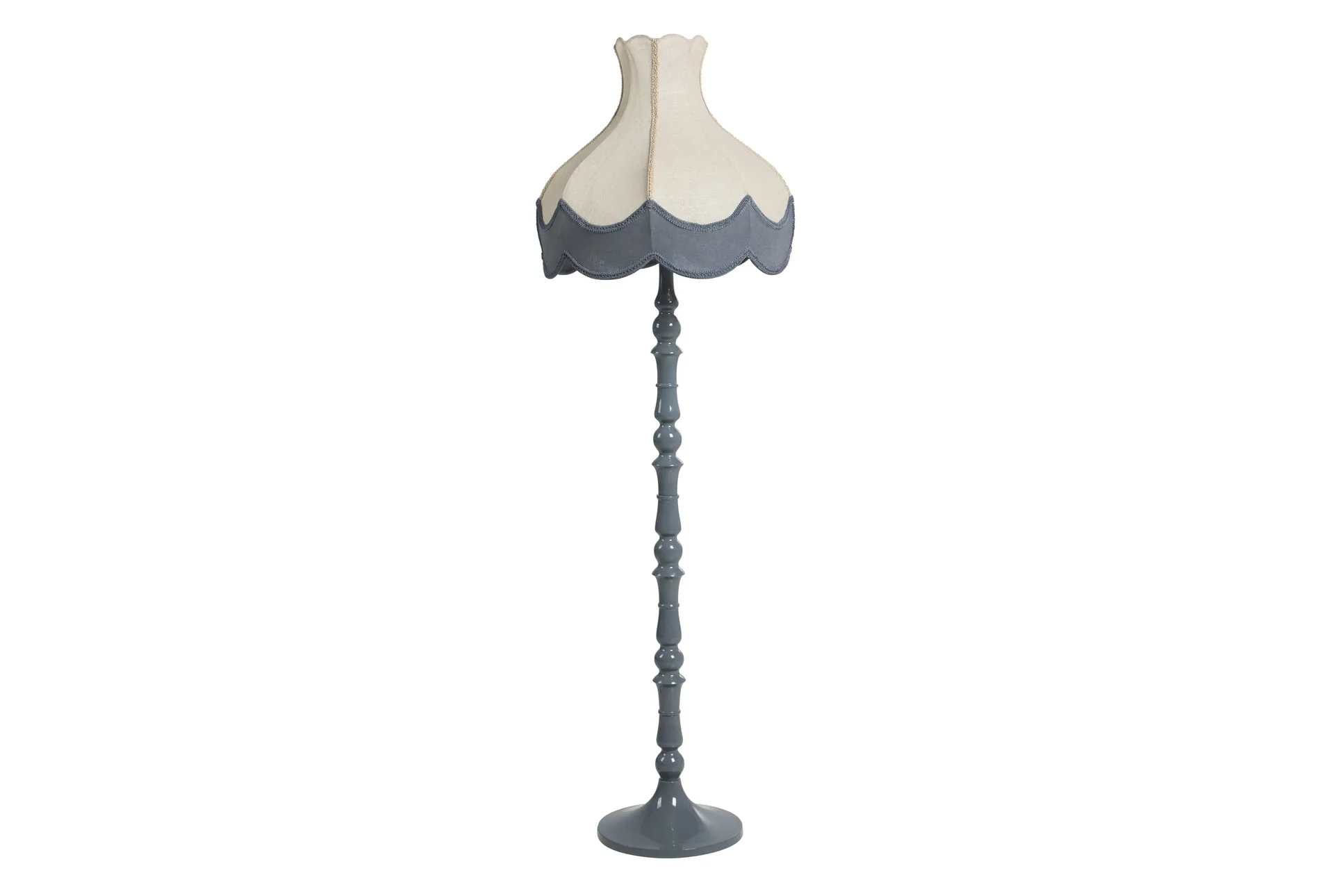 Lampadaire abat-jour à franges en lin écru et bleu Ethan Chloé 150 cm