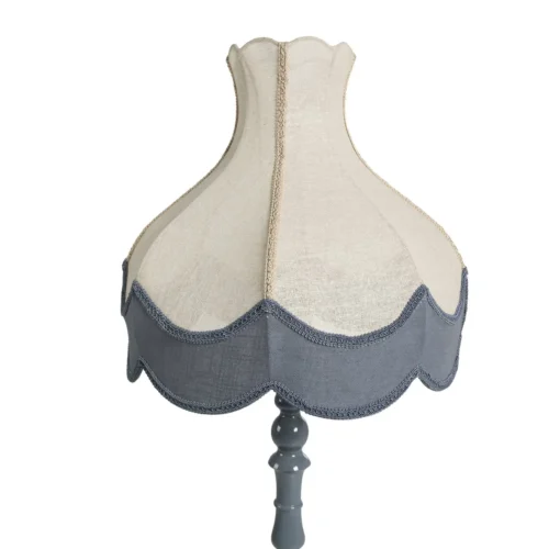 Lampadaire abat-jour à franges en lin écru et bleu Ethan Chloé 150 cm — vue 2
