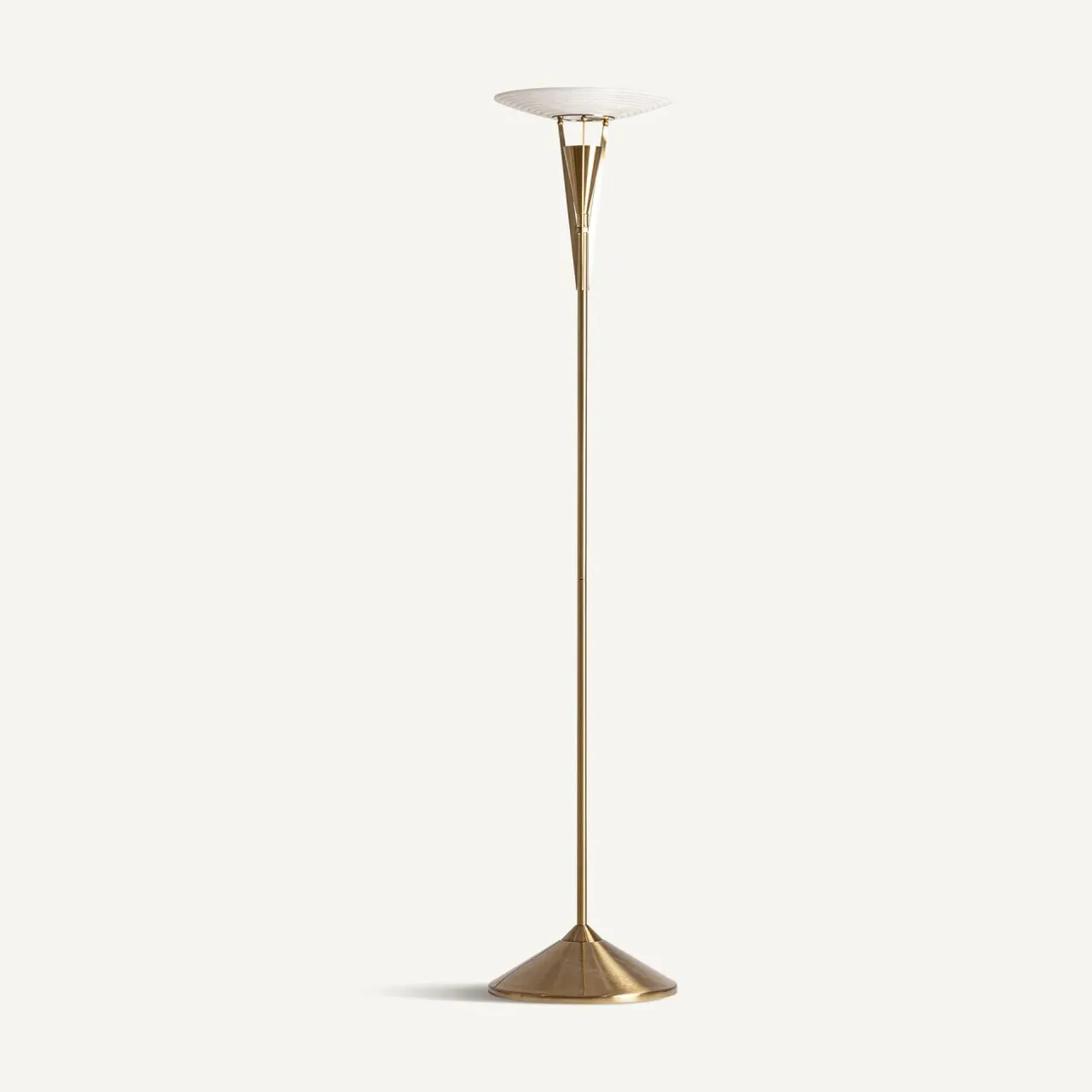 Lampadaire Hira verre blanc et acier bronze Vical Home