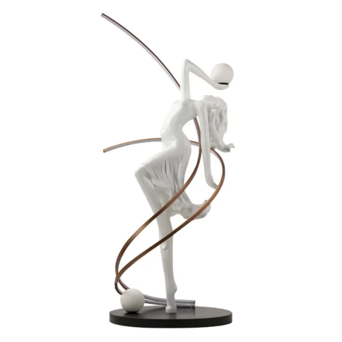 Lampadaire sculpture danseuse blanche rubans cuivrés Ethan Chloé 193 cm — vue 2