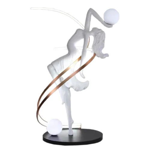 Lampadaire sculpture danseuse blanche rubans cuivrés Ethan Chloé 193 cm — vue 4