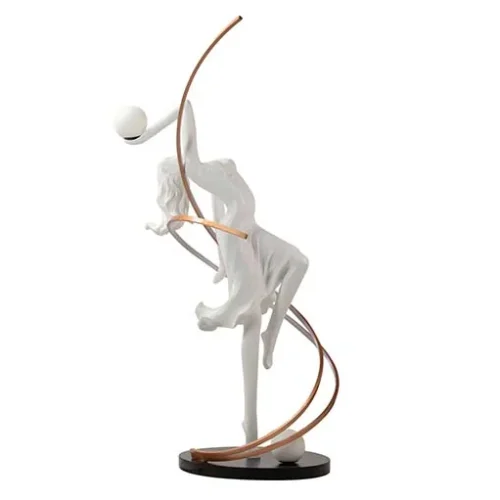 Lampadaire sculpture danseuse blanche rubans cuivrés Ethan Chloé 193 cm — vue 5