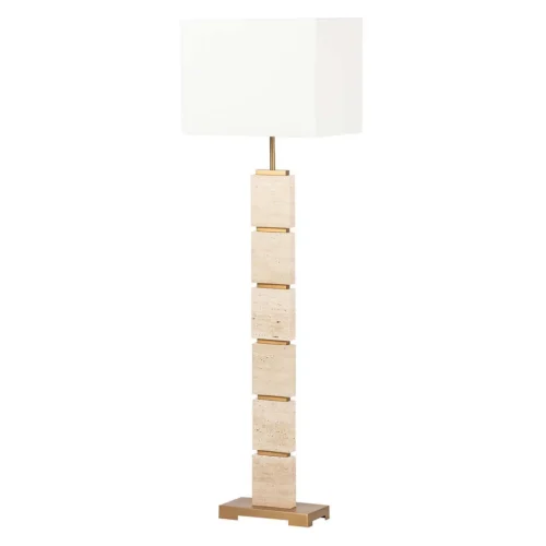 Lampadaire travertin blocs empilés abat-jour lin Ethan Chloé 146 cm