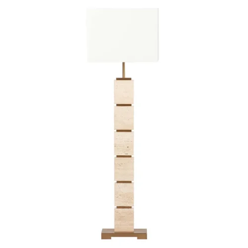 Lampadaire travertin blocs empilés abat-jour lin Ethan Chloé 146 cm — vue 2