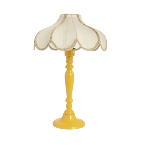 Lampes à poser Ethan Chloé Lampe à poser abat-jour festonné lin pied jaune Ethan Chloé 61 cm